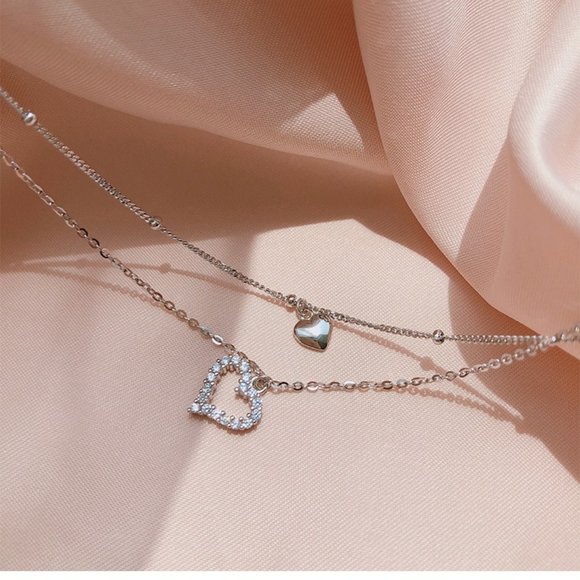 NEW 925 Sterling Silver Diamond Heart Necklace A - Picture 11 of 12